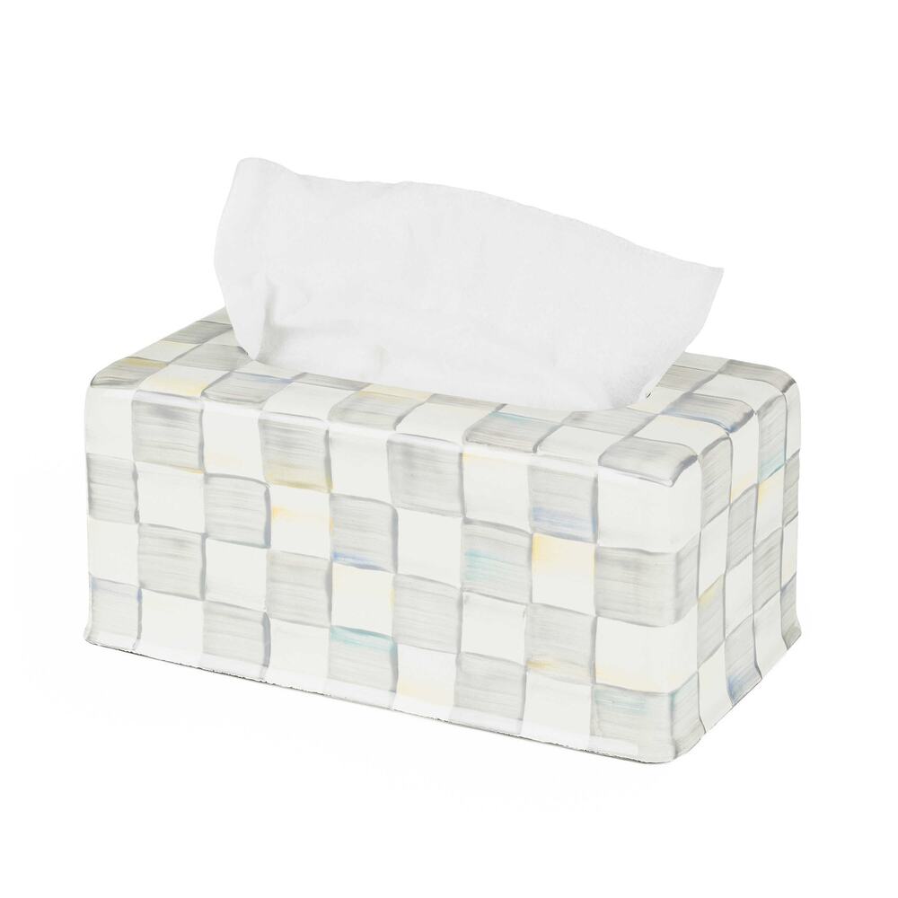 Brand New Mackenzie-Childs Sterling Check Standard Tissue Box Cover